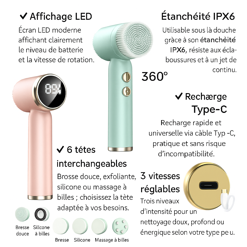 Brosse Nettoyante Visage 6 en 1